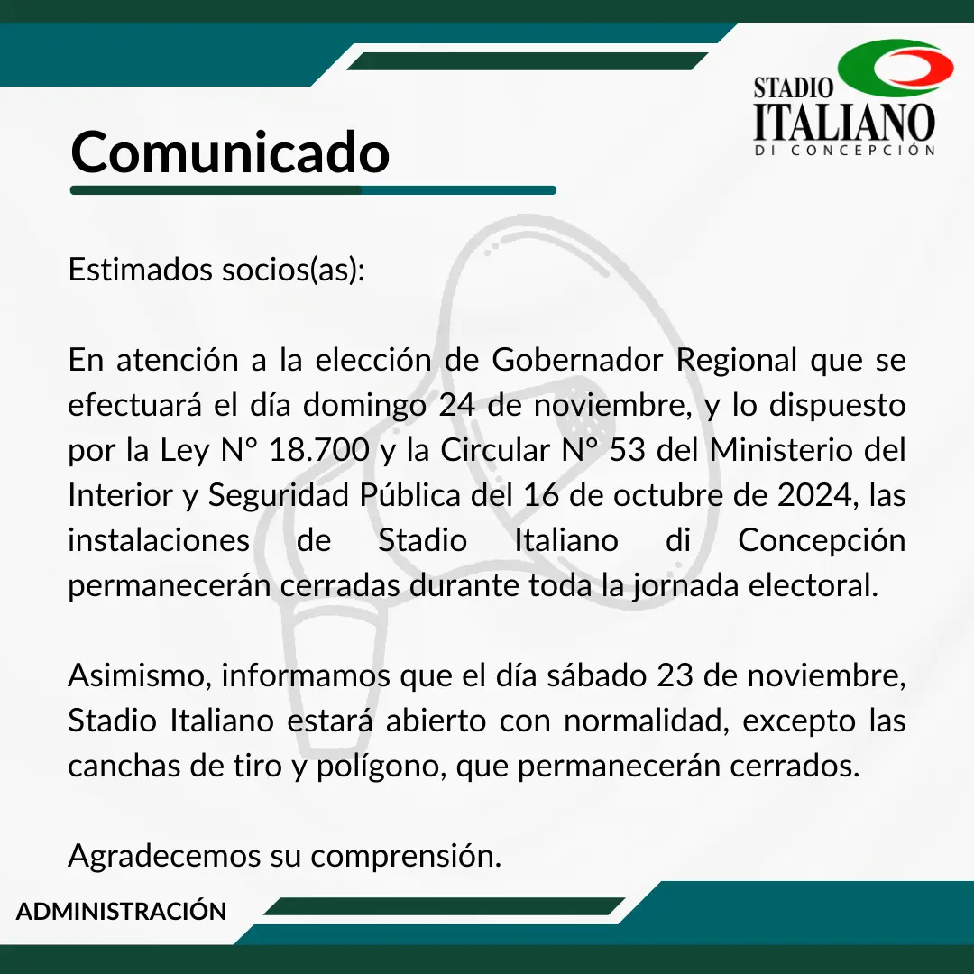 Funcionamiento Stadio italiano 24 noviembre